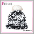 Winter Warm Racoon Haar Ball Strickmütze Melange Wollmütze (SNMXM021)